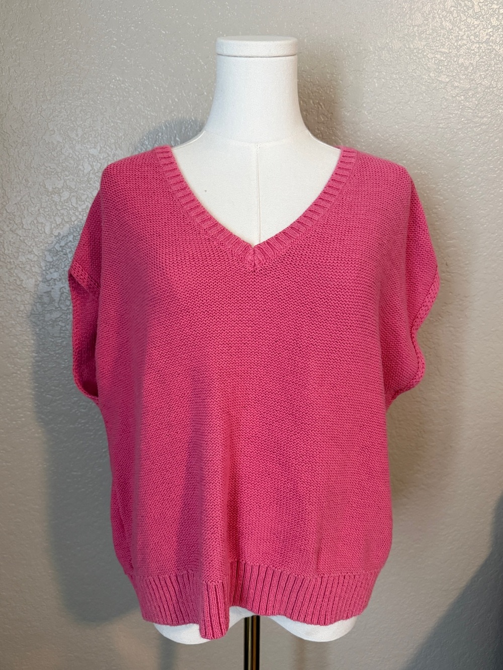 Loft V-Neck Pink Knit Sweater Vest